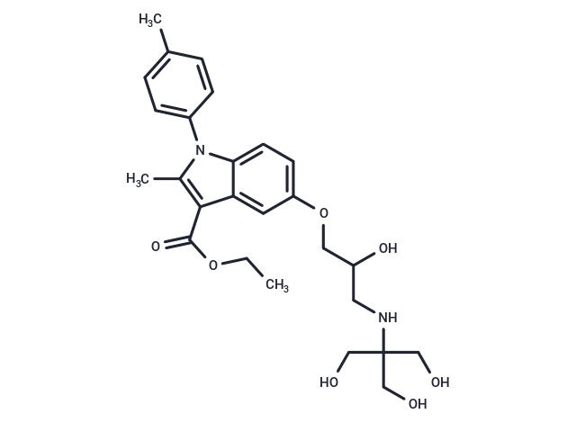 1H-Indole-3-carboxylic acid, 5-[2-hydroxy-3-[[2-hydroxy-1,1-bis(hydroxymethyl)ethyl]amino]propoxy]-2-methyl-1-(4-methylphenyl)-, ethyl ester