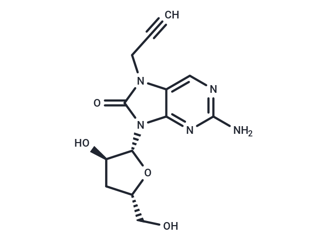 2-Amino-7-propargyl-7,8-dihydro-8-oxo-9-(beta-D-3-deoxy-ribofuranosyl)purine