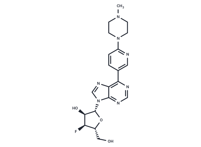 9-(3-Deoxy-3-fluoro-β-D-ribofuranosyl)-6-[6-(4-methylpiperazinyl)  pyridin-3-yl]purine