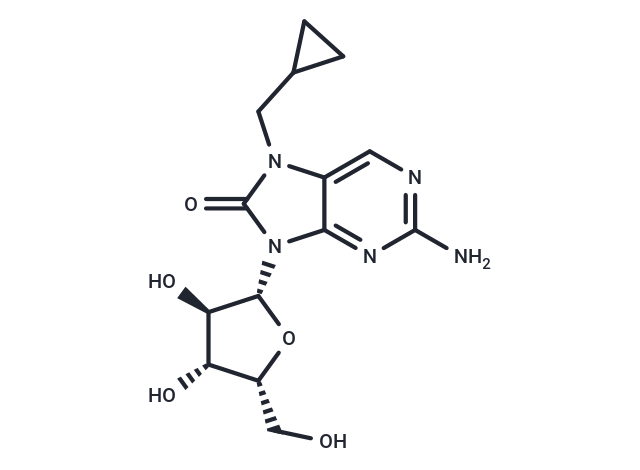 2-Amino-7-cyclopropyl methyl-7,8-dihydro-8-oxo-9-(beta-D-xylo furanosyl)purine