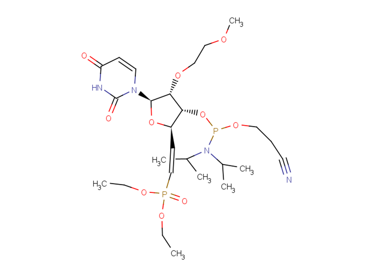 1-[(5E)-3-O-[(Bis-diisopropyl amino)(2-cyano ethoxy)phosphino]-5,6-dideoxy-6-(diethoxy   phosphinyl)-2-O-(2-methoxyethyl)-β-D-ribo-hex-5-enofuranosyl]uracil