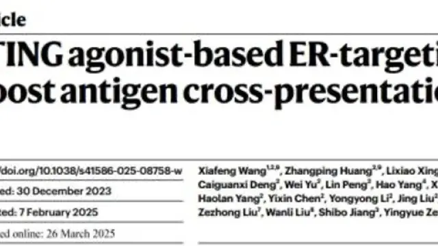 Nature ：开发基于STING激动剂的ER靶向分子促进抗原交叉呈递技术