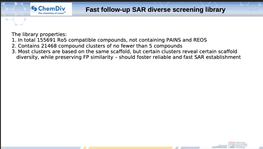  Fast follow-up SAR diverse screening library