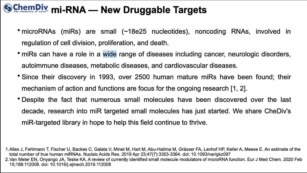  miRNA targeted small molecule library
