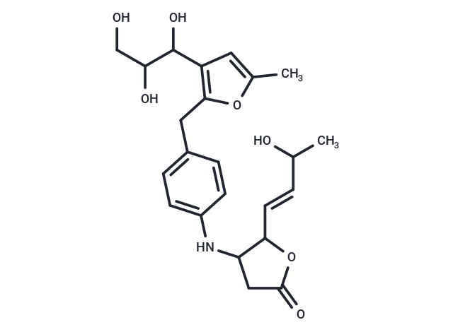 5-[(1E)-3-hydroxybut-1-en-1-yl]-4-[(4-{[5-methyl-3-(1,2,3-trihydroxypropyl)furan-2-yl]methyl}phenyl)amino]oxolan-2-one