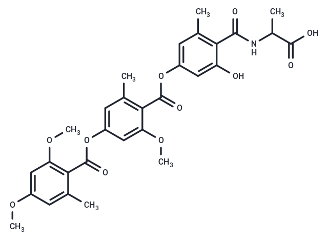 2-({4-[4-(2,4-dimethoxy-6-methylbenzoyloxy)-2-methoxy-6-methylbenzoyloxy]-2-hydroxy-6-methylphenyl}formamido)propanoic acid