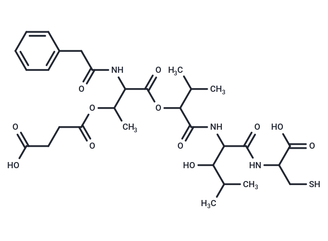 4-({4-[1-({1-[(1-carboxy-2-sulfanylethyl)carbamoyl]-2-hydroxy-3-methylbutyl}carbamoyl)-2-methylpropoxy]-4-oxo-3-(2-phenylacetamido)butan-2-yl}oxy)-4-oxobutanoic acid
