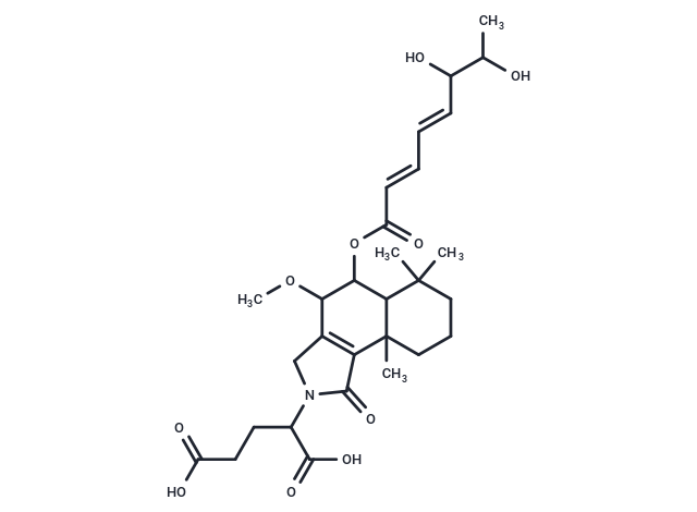 2-(5-{[(2E,4E)-6,7-dihydroxyocta-2,4-dienoyl]oxy}-4-methoxy-6,6,9a-trimethyl-1-oxo-1H,2H,3H,4H,5H,5aH,6H,7H,8H,9H,9aH-cyclohexa[e]isoindol-2-yl)pentanedioic acid