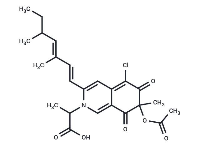 2-[7-(acetyloxy)-5-chloro-3-[(1E,3E)-3,5-dimethylhepta-1,3-dien-1-yl]-7-methyl-6,8-dioxo-2,6,7,8-tetrahydroisoquinolin-2-yl]propanoic acid