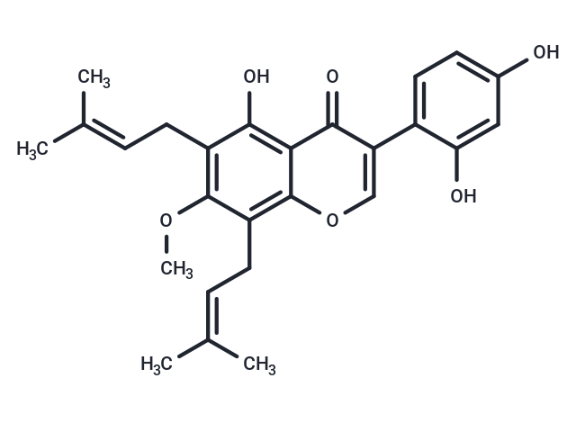 3-(2,4-dihydroxyphenyl)-5-hydroxy-7-methoxy-6,8-bis(3-methylbut-2-en-1-yl)-4H-chromen-4-one