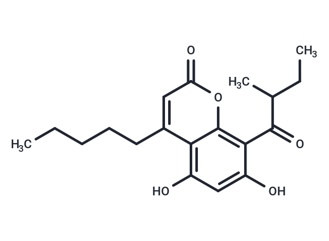 5,7-dihydroxy-8-(2-methylbutanoyl)-4-pentyl-2H-chromen-2-one