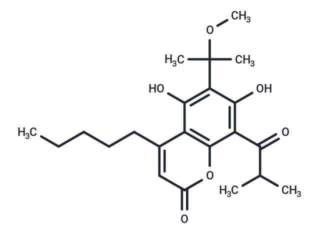 5,7-dihydroxy-6-(2-methoxypropan-2-yl)-8-(2-methylpropanoyl)-4-pentyl-2H-chromen-2-one