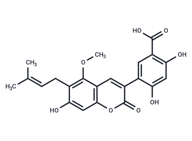 2,4-dihydroxy-5-[7-hydroxy-5-methoxy-6-(3-methylbut-2-en-1-yl)-2-oxo-2H-chromen-3-yl]benzoic acid