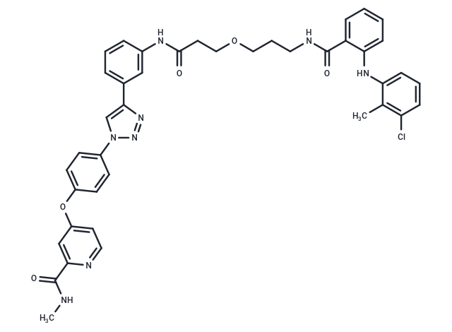 4-(4-(4-(3-(3-(3-(2-((3-chloro-2-methylphenyl)amino)benzamido)propoxy)propanamido)phenyl)-1H-1,2,3-triazol-1-yl)phenoxy)-N-methylpicolinamide